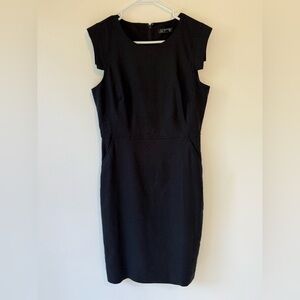 J.Crew resume Black Linen Blend Sheath Dress Pockets Cap Sleeve Size 8 fitted